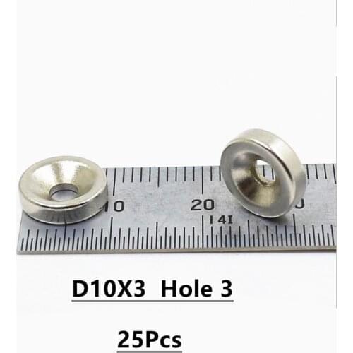 25PCS/LOT Disc Magnet 10*3 Hole 3 N35 D Countersunk Permanent Magnet 10x3 Magnets 10x3-3 for Speaker Mganet 10mm x 3mm