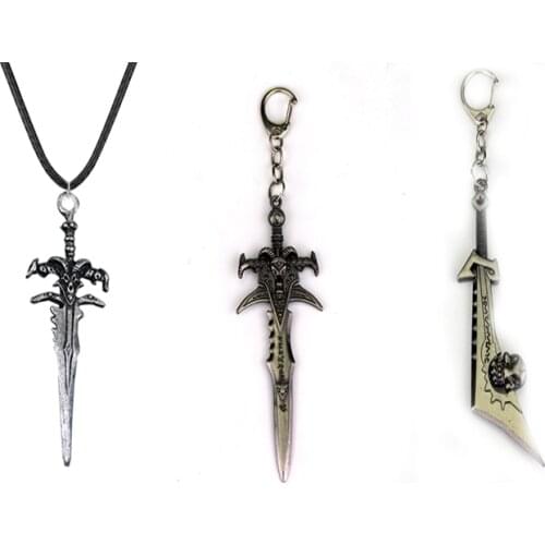 RPG game Frostmourne of the Lich King metal weapon Pendant Necklace key chain fashion mens gift