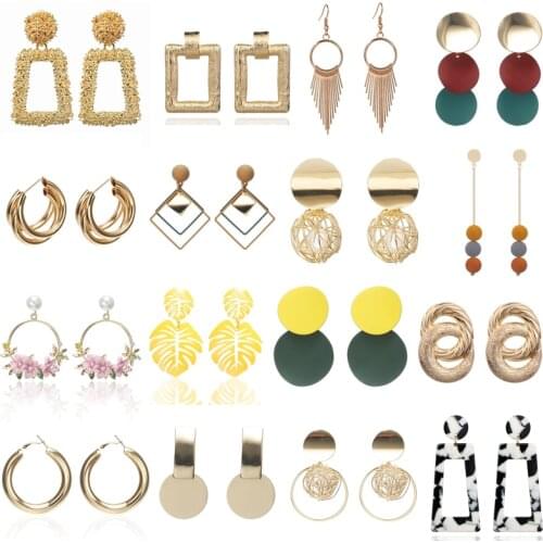 Fashion Statement Earrings Metal Geometric Earrings For Women Hanging Dangle Earrings Drop Earring Modern Jewelry