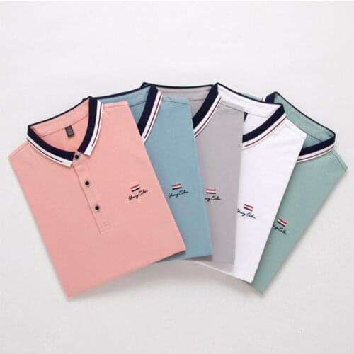 Men Korea Style Polo Teen Youth Cotton Casual Shopping Male Summer Sport Shirts