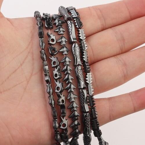 Natural Stone Beads Sea Tropical Fish Black Hematite Loose Spacer Beads For Jewelry Making DIY Bracelet Loss Weight Wholesal