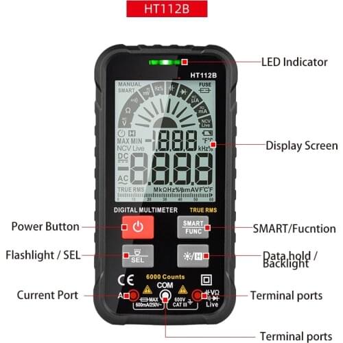 New Generation 600V Smart Intelligent Phone Digital Multimeter Ohm Capacitance Hz AC DC NCV Advance Multimetro Tester