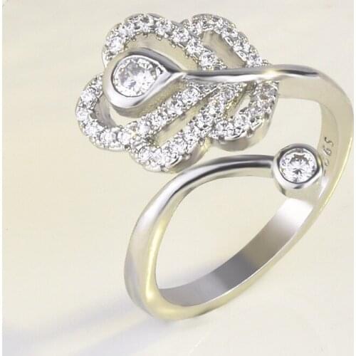 New Fashion Feather Finger Rings Inlay Shiny Small Zircon Adjustable Jewelry Punk Fine Charm Wedding Statement Gifts For Women