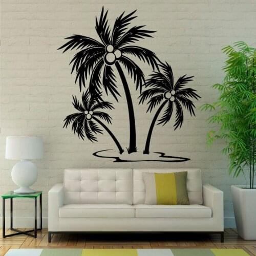 Palm Trees Wall Sticker Tropical Trees Wall Decal Bathroom Living Room Home Decor Custom Size Color Home Decoration C413