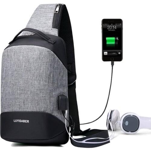 Casual Male Shoulder Bags USB Charging Cross Body Bags Men Anti Theft Chest Bag Short Trip Riding chest bag Waterproof Hot Sale