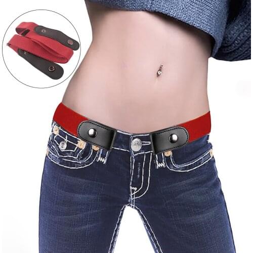 Simple Elastic Belt For Lady Women No-buckle Thin Belt For Casual Dress Jeans Decoration Accessories