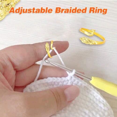 Adjustable Knitting Loop Crochet Loop Knitting Accessories Knitting Ring Adjust Finger Wear Thimble Yarn Guides Knitted Ring #4