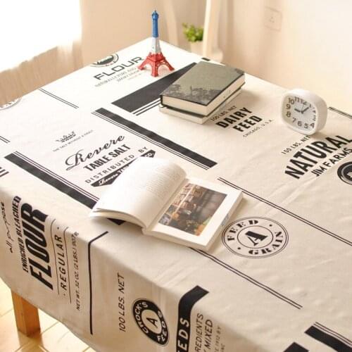 Natural Black Vintage Cafe Home decor tablecloth French court dining table cover kitchen Multisize cotton linen fabric