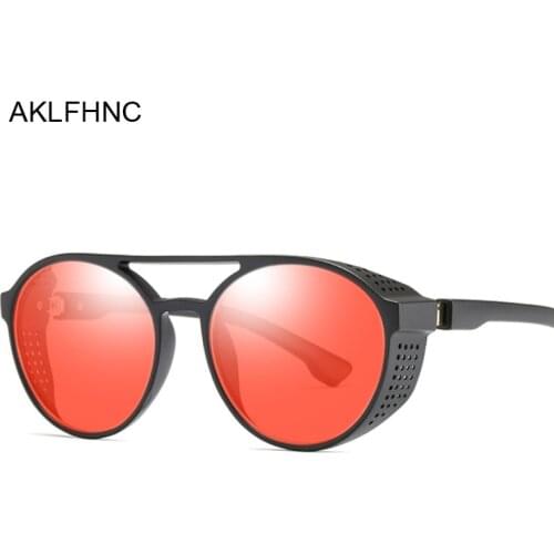 Red Steampunk Sunglasses Women Retro Goggles Round Flip Up Sun Glasses Female Steam Punk Vintage Fashion Eyewear Oculos De Sol