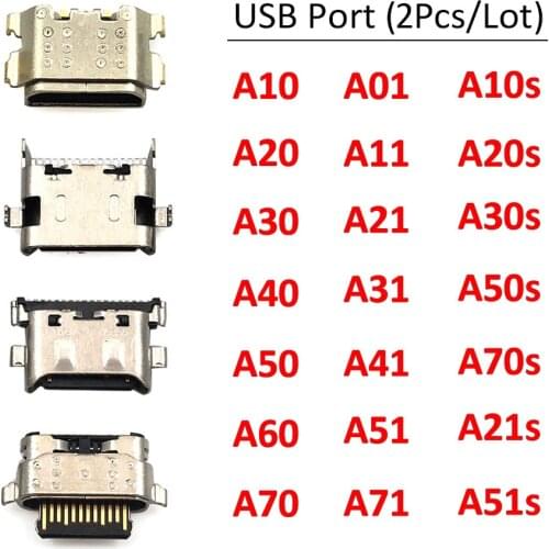 2Pcs USB Charger Jack Connector Charging Port For Samsung A10 A20 A30 A50 A70 A51 A71 A21s A01 A11 A21 A31 A30s A50s A20s A10S