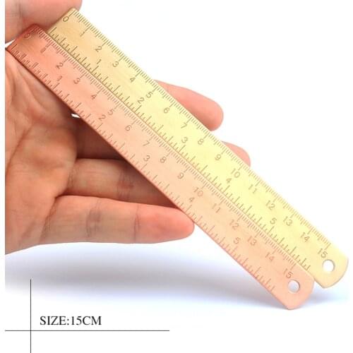 Vintage Brass Ruler 15cm Handy Straight Ruler Drawing Measuring Tool Bookmark Ruler Cm Inch Dual Scale Office School Supplies