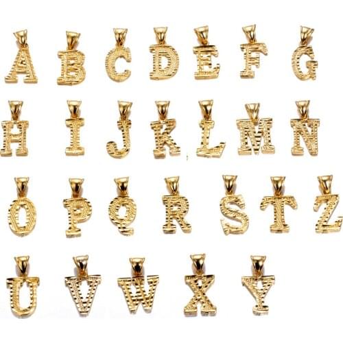 WANDO A-Z Small Letters chains Necklaces unisex for women/man Gold Color Fashion Couple pendant copper trendy Jewelry gifts p75
