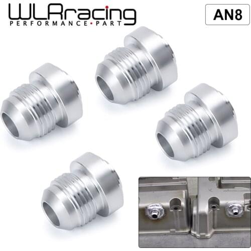 WLR RACING - 4PCS/PACK Top Quality Aluminum AN8-AN Straight Male Weld Fitting Adapter Weld Bung Nitrous Hose Fitting Silver