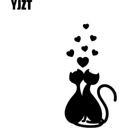 YJZT 7.2CM*14.3CM Cartoon Cats In Love Vinyl Decal Car Sticker Black Silver C10-02460