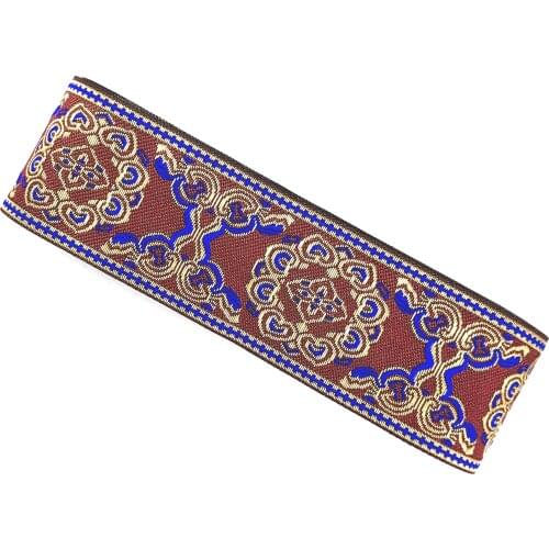 ZERZEEMOOY 2" 5cm 10yard/lot Woven Jacquard Ribbon Dark Red Totem Pattern For Curtain And Clothing Accessory Belt Lace