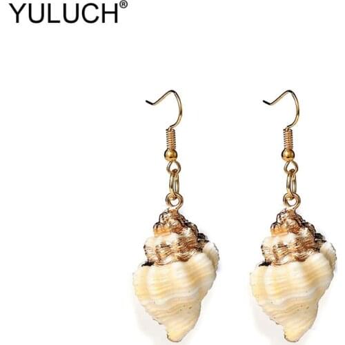 YULUCH 2019 Personality Women Summer Beach Natural Conch Shell Dangle Earrings Fashion Jewelry Ethnic African Long Drop Earrings