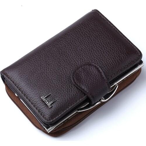 2021 Women Wallets Genuine Leather Wallet High Quality Zipper and Hasp Coin Purse Cow Leather Female Purses Pocket Card Holder