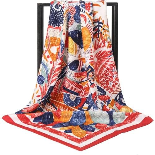 2021 spring and summer ladies luxury sunscreen 90*90cm fashionable silk scarf wild beach shawl 100% silk scarf tulle wholesale