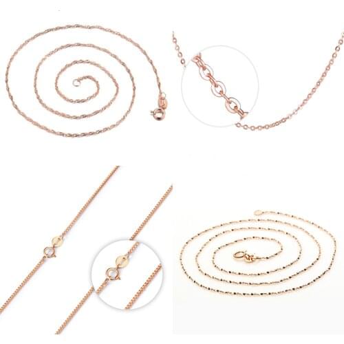 Fashion Rose Gold Link Chain Necklace High Quality for Women Girls Jewelry Gift 18