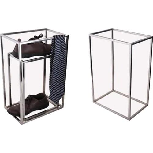 2pcs Stainless steel shoe display stand fashion shoe store window display rack midisland display rack shoe stool bag holder rack