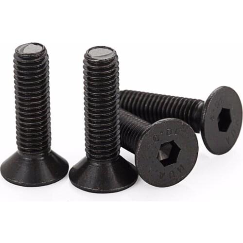 200PCS M3 Black 10.9 Flat Head Hex Socket Screw Countersunk Hex Socket Cap Bolt M3*5/6/8/10/12/16/20/25/30mm