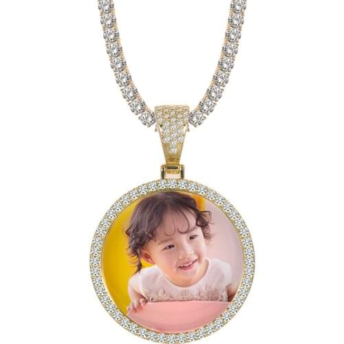 2020 Cubic Zircon Custom Sublimation Made Photo Medallions Necklace With Tennis Chain Rope Chains Gifts Picture Necklace Pendant