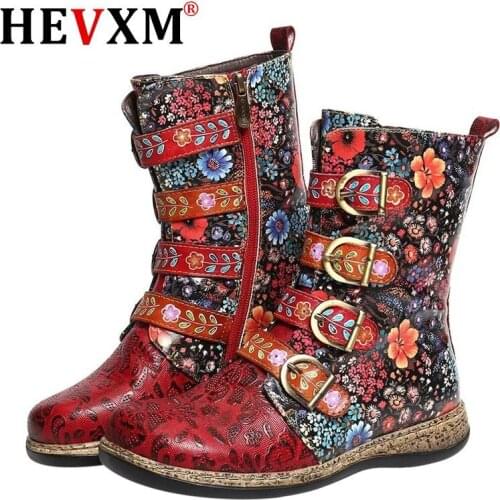2020 Boots Woman Shoes Western Cowboy Style Europe and Handsome Retro Small Ladies Floral Boots