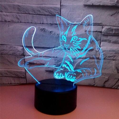 3D LED Night Light Alert Cat 7 Colors Light for Home Decoration Lamp Amazing Visualization Illusion gift