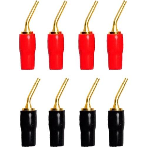 4-Pair 2mm Banana Plug Screw Type Audio Speaker Cable Connector Gold Plated