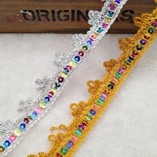 50meters (widhth 2.3cm) embellished Applique sequins belts lace trim ribbon sequin fabric diy headband trimmings accessories