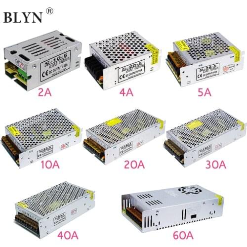 5V LED Power Supply Metal Case AC To DC Lighting Transformer Switch Driver Adapter 10A 15A 5A 20A 30A 60A For WS2812 LED Strip