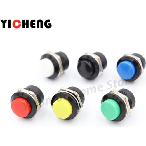 6 pcs Momentary SPST NO Round Cap Push Button Switch AC 6A/125V 3A/250V 6color R13-507 momentary push button