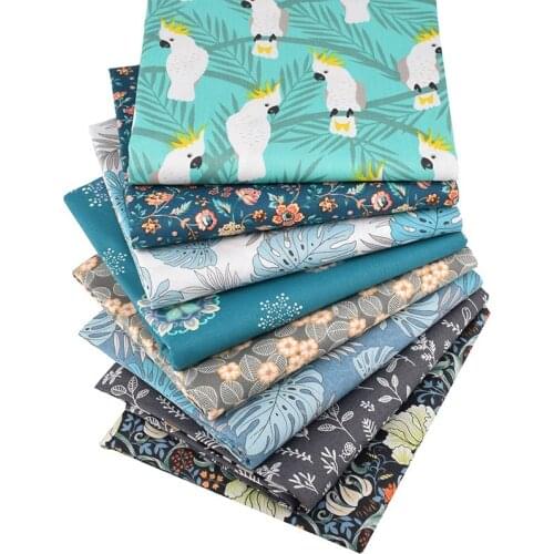 8 Sheet Muti sizes Apparel Fabric Cartoon Print Cloth Material Cotton DIY Handmade Patchwork Sewing Supplies-Plant Flower Series