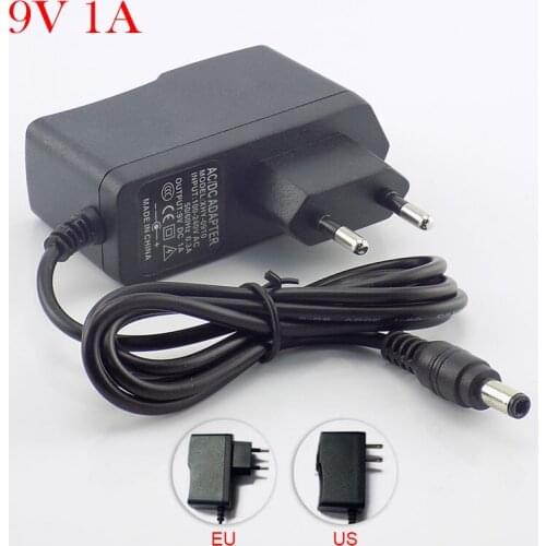 9V 1A Power Adapter AC 100V-240V to DC 1000 ma 1 M Cable Power supply EU US Adapter Converter Adapter 5.5x2.5mm Switch Power
