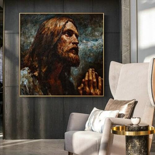 Abstract Jesus Oil Pianting on Canvas Posters and Prints Wall Art Portrait Pictures for Living Room Home cuadros Decor Frame