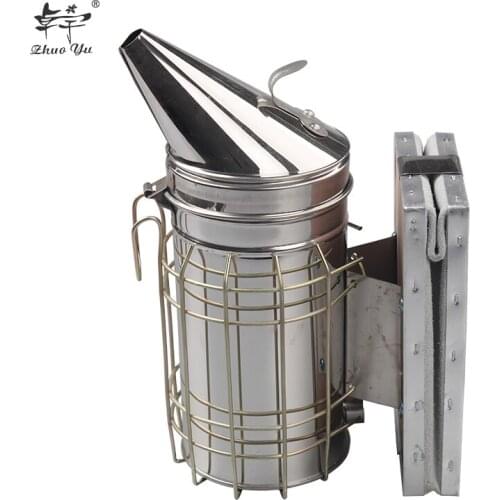 Hot Sale Stainless Steel Bee Smoker Beekeeping Supplies for Beehive Equipments Bee Manual Smoke Maker With Hanging Hook Tools