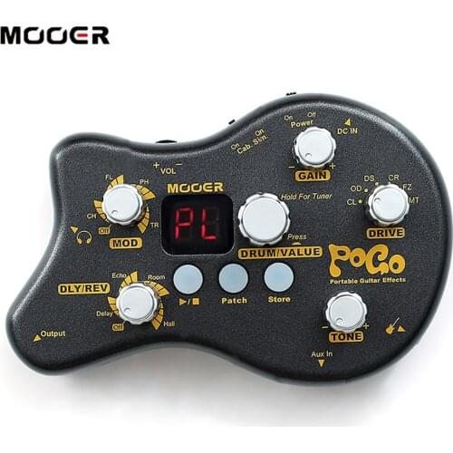 MOOER POGO Portable Guitar Multi-Effects Pedal Processor Effect Pedal 5 Effect Types 40 Drum Rhythms Tuning Function