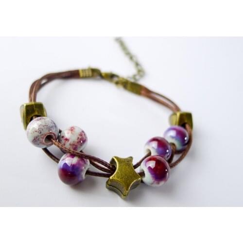 Ceramic beads Hand-made Bracelet Bohemian Charm Bracelet For Women Gift Strand bracelets #EY407