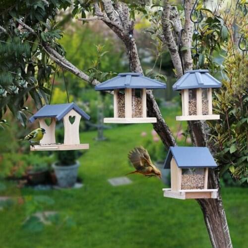 French Panoramic Bird Feeder Garden Snacks Bucket Holder Garden Courtyard Terrace Bird Food Box Hanging Type Pet Bird Food House