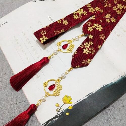 Hair archaic bronzing fabric flower designs Chinese clothes fringed hair accessories hair rope pendant costume