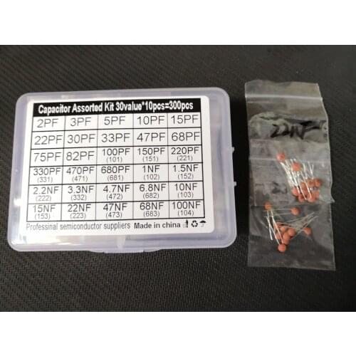 30 Assort=300pcs Ceramic Capacitor kit 2pf to 0.1uf 100NF 10PF 22PF 47PF 100PF 220PF 470PF 101 471 102 222 332 472 223 473 104