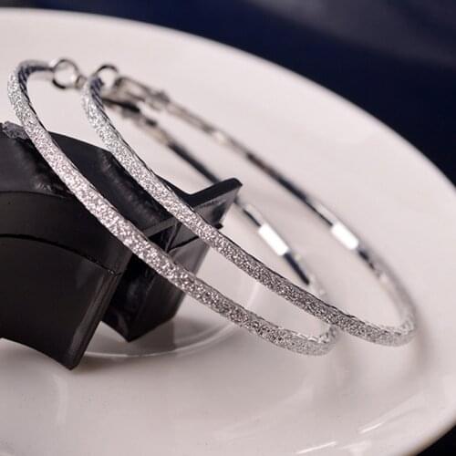 Hot 1pair New 5CM Hoop Round Earrings Fashion Big Round Hoop Earrings Elegant Simple Pierced Silver/Gol Evening Party 2021