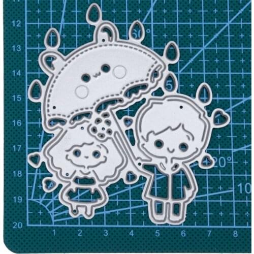 Little girl little boy umbrella rain Metal Cutting Dies Scrapbooking Stencil DIY Paper Card Decorative Embossing Craft Dies New