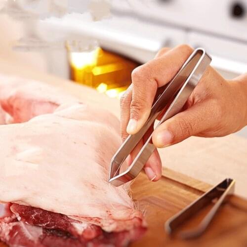 Stainless Steel Pig Hair Clipper Fish Bone Tweezers Chicken Duck Hair Remover Pincer Puller Tongs Clamp Tool Kitchen Accessories