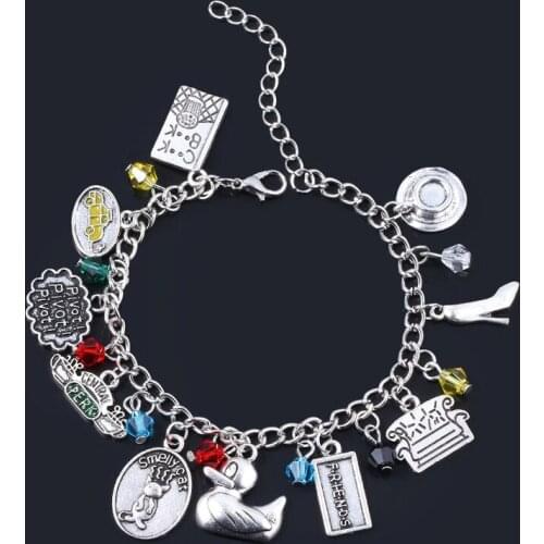 MIDY Dropshipping Trendy TV Show Friends Bracelets Central Perk Coffee Time Smelly Cat Charms Bangle Lady Girl Jewelry Xmas Gift