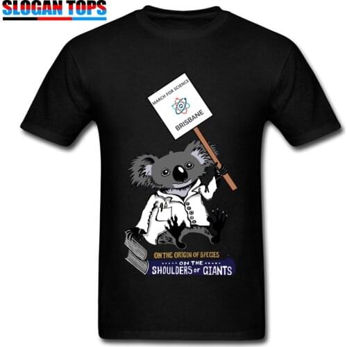 Hip Hop T Shirt Men March For Science T-shirt Brisbane Koala Print Tshirt Cute Summer Tops Male Cotton Clothes Black Geek Tees