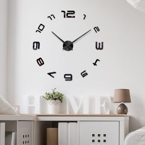 48" Wall Watch Quartz Wall Clocks Fashion Watches 3D Real Big Wall Clock Rushed Mirror Sticker DIY Living Room Decor 3D Stickers