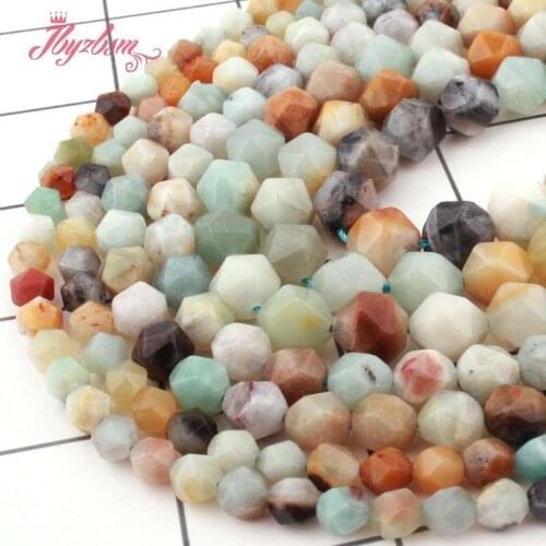 Natural Multicolor Amazonite Faceted Square 6/8/10mm Stone Beads For DIY Necklace Bracelets Jewelry Making 15" Free Shipping