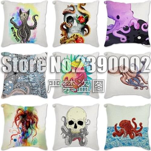 Animals Miss Octopus Pillow Cover Home Cotton Cushion Cover 45*45cm Decoratives Cushions For Sofa Seater Covers Car Pillow Case