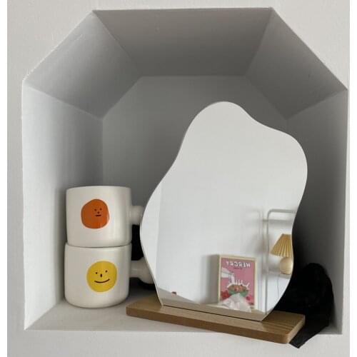 Irregular Acrylic Decorative Mirror Wooden Base Cosmetic de maquillaje Beauty Tools Dropshipping